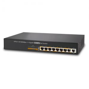 Switch 8-Port PoE 10/100Mbps 802.3af+ 1-Port 10/100/1000Mbps